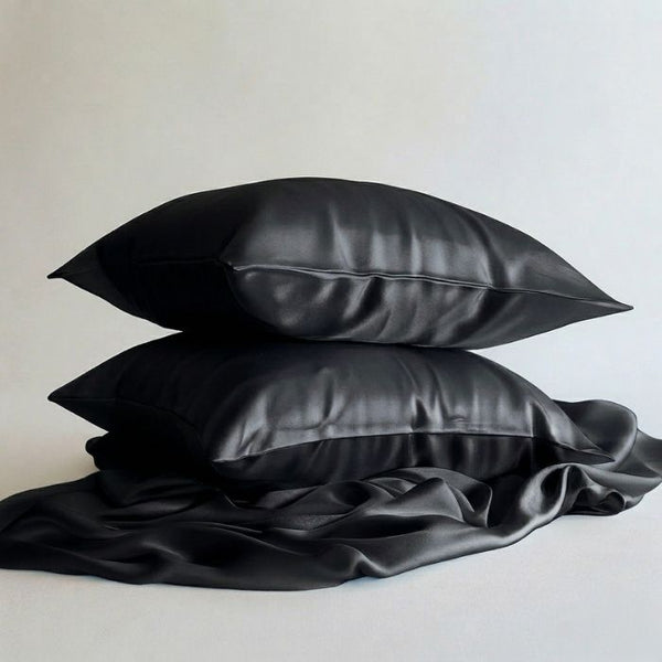 Sillo black silk pillowcase for hair growth and breakage prevention 2 pack 22 momme mulberry silk