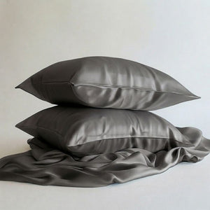 Sillo charcoal grey silk pillowcase for curly hair 2 pack 22 momme mulberry silk frizz free