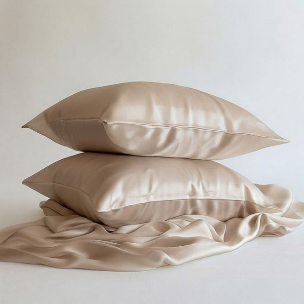 Sillo light champagne silk pillowcase for wrinkle prevention 2 pack 22 momme mulberry silk