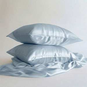 Sillo haze blue silk pillowcase for sensitive skin 2 pack 22 momme mulberry silk frizz free