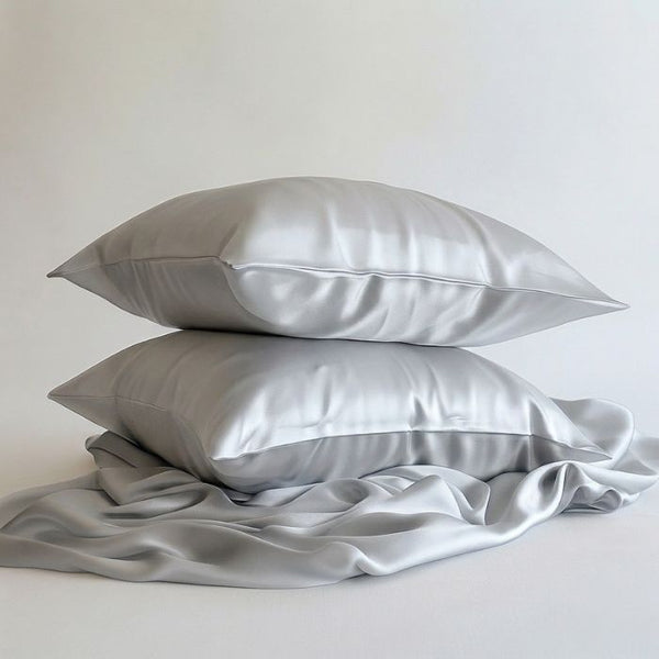 Sillo silver silk pillowcase for acne prone skin 2 pack 22 momme mulberry silk antibacterial