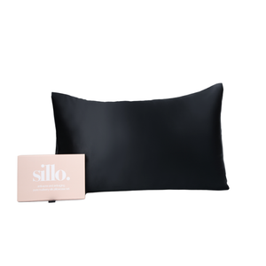 Sillo black 22 Momme silk pillowcase set of 2 — anti acne, cooling hypoallergenic silk reduces frizz and hair breakage