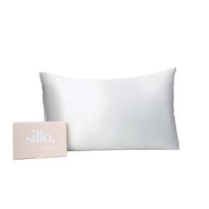 Sillo ivory white 22 Momme silk pillowcase set of 2 — antibacterial silver ion mulberry silk for acne-prone skin
