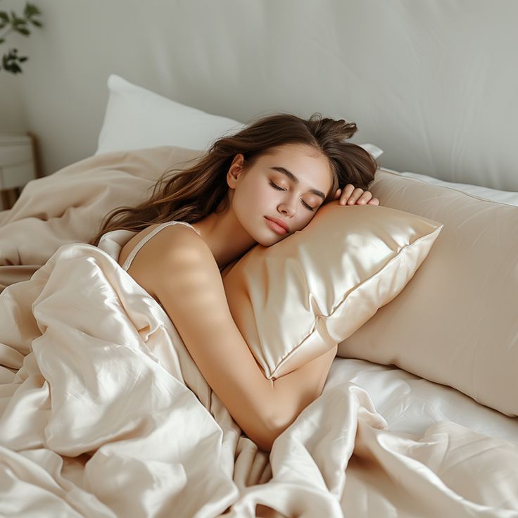 Woman wondering if silk pillowcase helps acne — Sillo silver ion mulberry silk for acne-prone skin