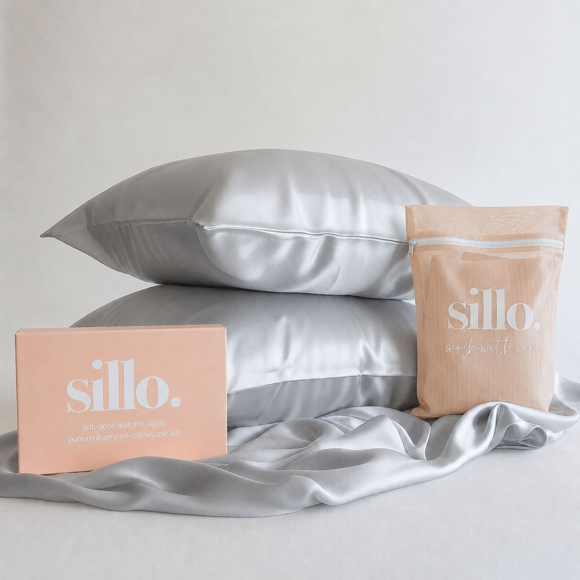 Silver Silk Pillowcase Antibacterial 100% Mulberry Silk for Acne