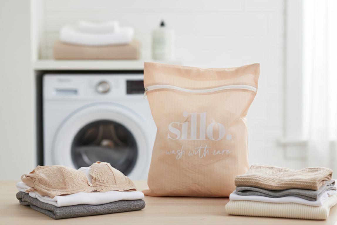 Sillo Care 2-Pack laundry mesh wash bags designed to protect delicate fabrics from snags, zippers, and rough spins. Protects lingerie, bras, sweaters, socks, and activewear, helping clothes keep their shape and last longer through every wash.
