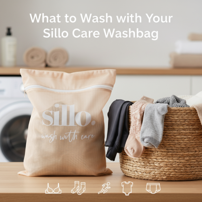 Sillo Care 2-Pack delicate laundry bags — premium mesh wash bags with strong zippers to protect lingerie, bras, baby clothing, socks, and activewear. Prevents snagging, keeps fabrics fresh at home or while traveling.